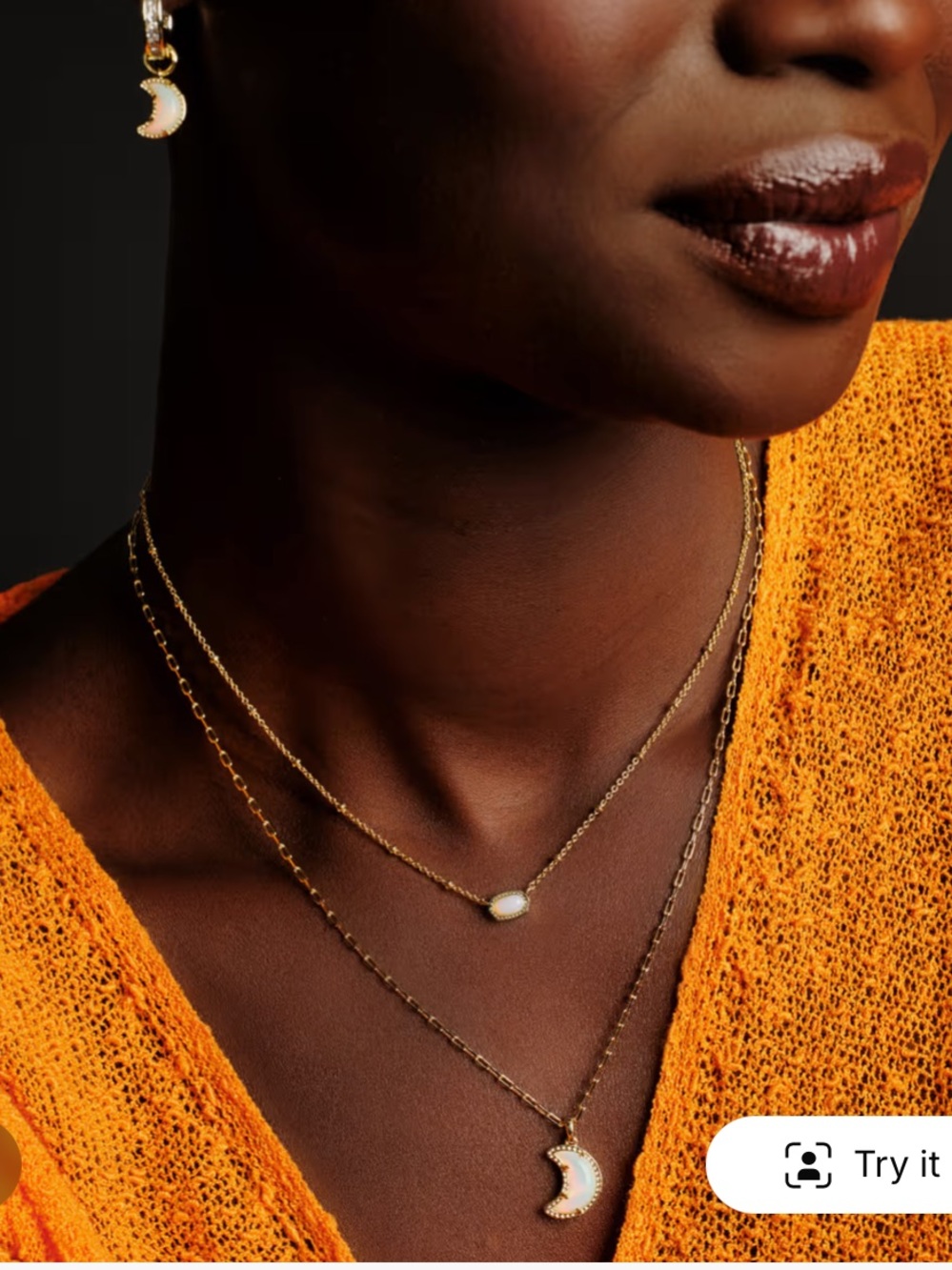 Kendra Scott Gold Crescent Moon Necklace - Picture 8 of 8